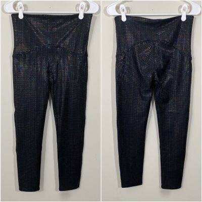 SPANX Metallic Dot Print Active 7/8 Legging Womens Large Black/Multi 50208R